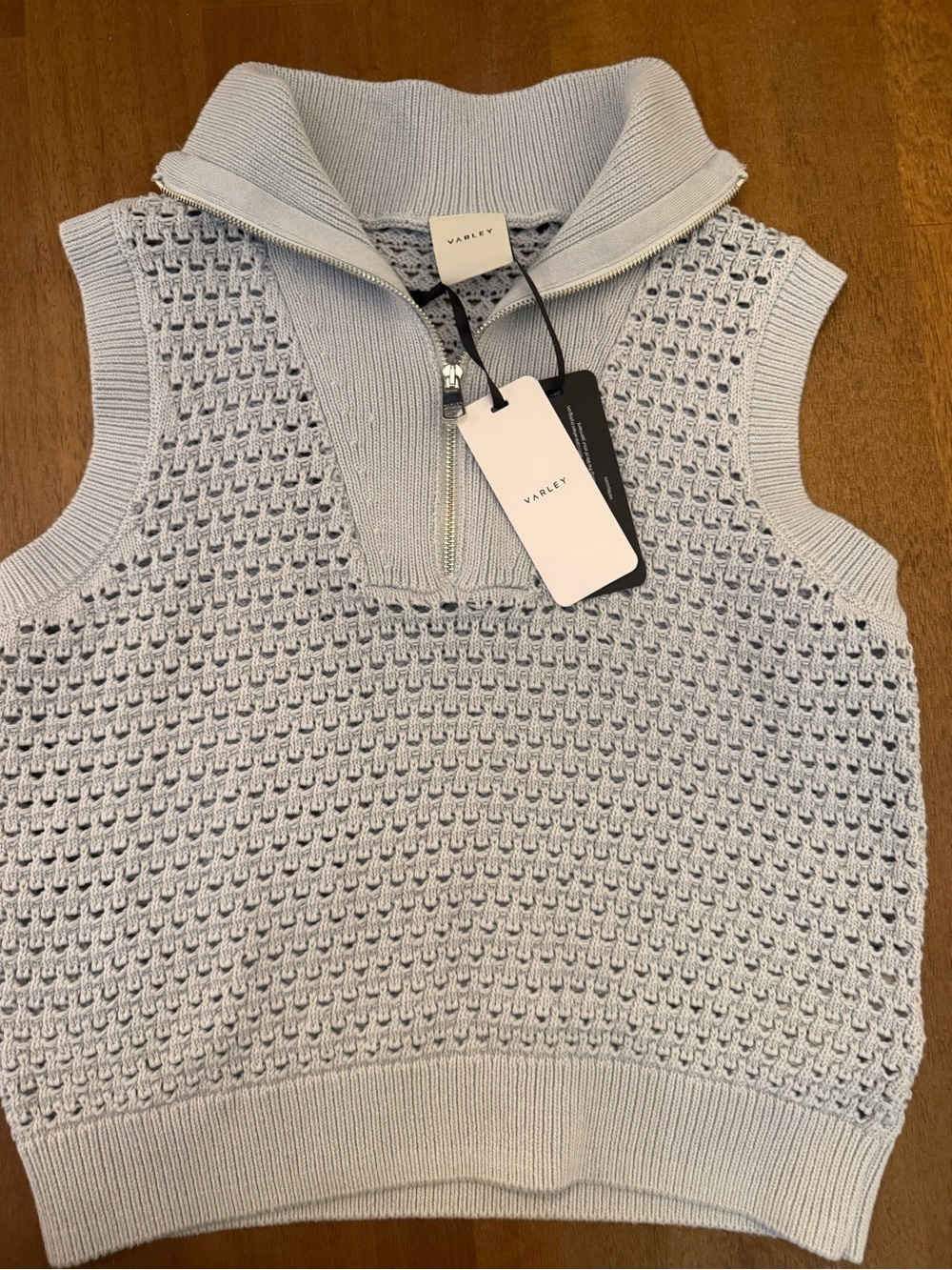 Varley Pale Blue Knit Zip-Neck Sweater Vest - Picture 1 of 2